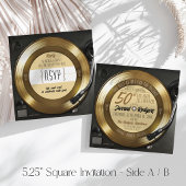Invitation Retro Gold Black Vinyl Record Player 50th Birthday