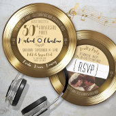 Invitation Retro Gold Record Photo 50th Anniversary Party