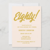 Invitation Retro Golden Script 80e fête d'anniversaire (Devant)