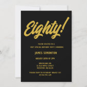 Invitation Retro Golden Script 80e fête d'anniversaire (Devant)