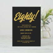 Invitation Retro Golden Script 80e fête d'anniversaire (Debout devant)
