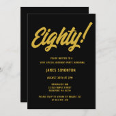 Invitation Retro Golden Script 80e fête d'anniversaire (Devant / Derrière)