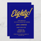 Invitation Retro Golden Script 80e fête d'anniversaire (Devant / Derrière)