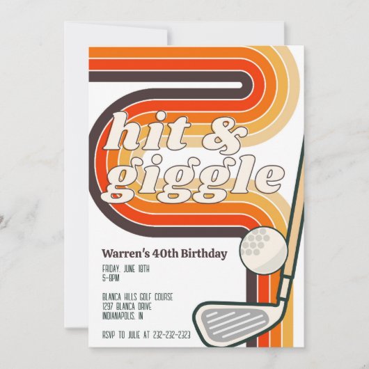 Invitation Rétro Golf Rire et Joie (Devant)