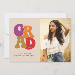 Invitation Retro Grad Colorful les années 70 Photo Graduation