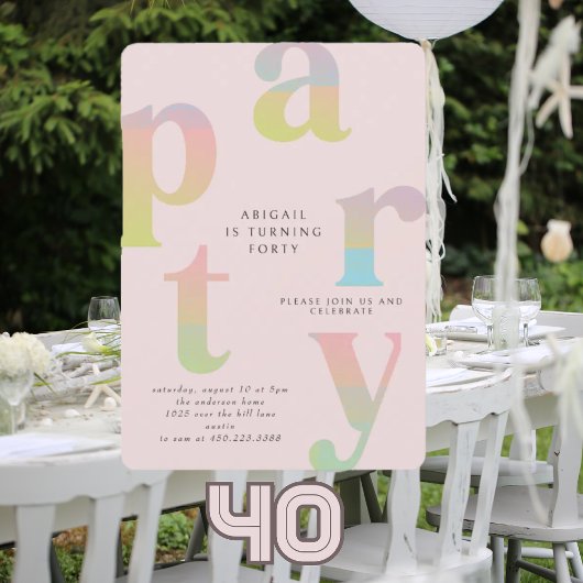 Invitation Retro Gradient Femme fête d'anniversaire