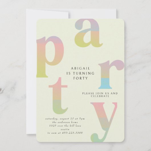 Invitation Retro Gradient Femme fête d'anniversaire II (Devant)