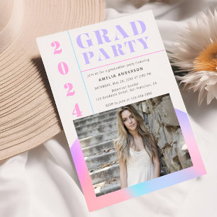 Invitation Retro Gradient Photo Graduation Party