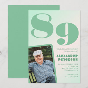 Invitation Retro Gradient pour lui Photo 89e anniversaire