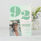 Invitation Retro Gradient pour lui Photo 92e anniversaire (Debout devant)