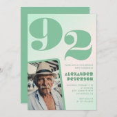 Invitation Retro Gradient pour lui Photo 92e anniversaire (Devant / Derrière)