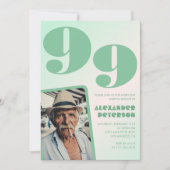 Invitation Retro Gradient pour lui Photo 99e anniversaire (Devant)
