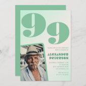 Invitation Retro Gradient pour lui Photo 99e anniversaire (Devant / Derrière)