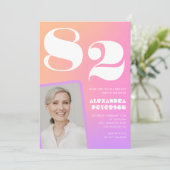 Invitation Retro Gradient Rose 82e anniversaire (Debout devant)