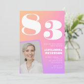 Invitation Retro Gradient Rose 83e anniversaire (Debout devant)