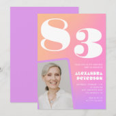 Invitation Retro Gradient Rose 83e anniversaire (Devant / Derrière)