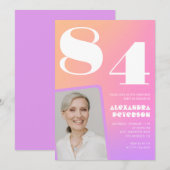 Invitation Retro Gradient Rose 84e anniversaire (Devant / Derrière)