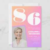 Invitation Retro Gradient Rose 86e anniversaire (Devant)