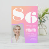 Invitation Retro Gradient Rose 86e anniversaire (Debout devant)