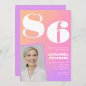 Invitation Retro Gradient Rose 86e anniversaire (Devant / Derrière)