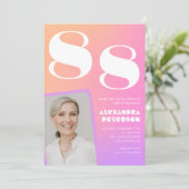 Invitation Retro Gradient Rose 88e anniversaire (Debout devant)