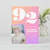 Invitation Retro Gradient Rose 92e anniversaire (Debout devant)