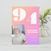 Invitation Retro Gradient Rose 94e anniversaire (Debout devant)