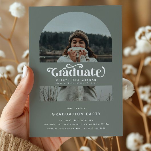 Invitation Retro Graduate Arch Photo Graduate Party