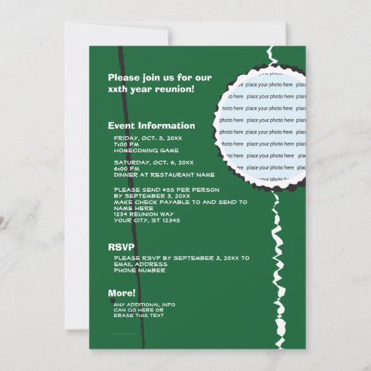 Invitation Retro Green Class à la réunion (Dos)