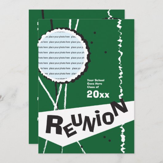 Invitation Retro Green Class à la réunion (Devant / Derrière)