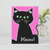 Invitation Retro Green Eyed Black Chat Bachelorette Party (Debout devant)