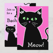 Invitation Retro Green Eyed Black Chat Bachelorette Party (Devant / Derrière)