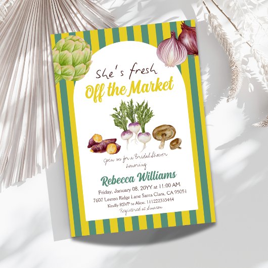 Invitation Retro Green Fresh Off Fête des mariées du marché