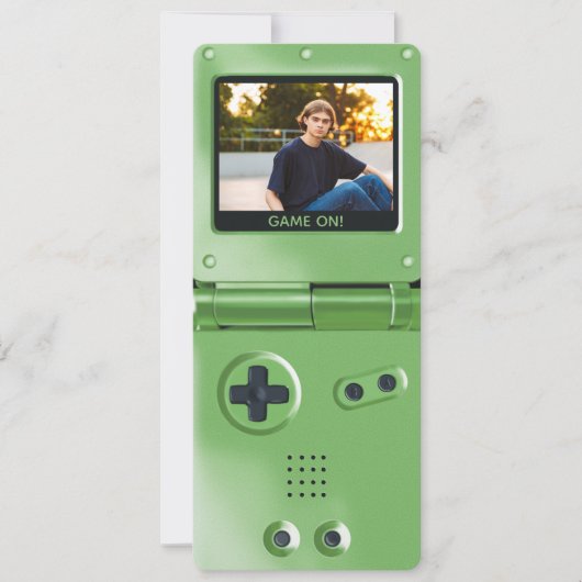 Invitation Retro Green Handheld Gaming II Birthday (Devant)