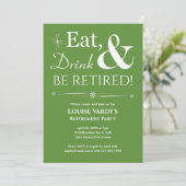 Invitation Retro Green Mange Boire Et Retraite (Debout devant)