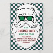 Invitation Retro Green Pink Checkered Santa Claus Christmas  (Devant)