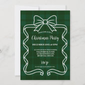 Invitation Retro Green Plaid Whimsical Christmas (Devant)