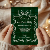 Invitation Retro Green Plaid Whimsical Christmas 
