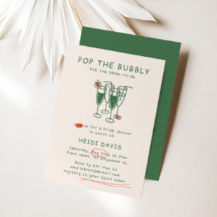 Invitation Retro Green & Red Pop The Bubly Fête des mariées