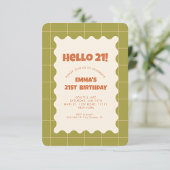 Invitation Retro Green Super Checker Motif fête d'anniversair