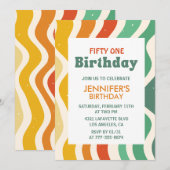 Invitation Rétro Groovy 70s Ondulé 51e anniversaire (Devant / Derrière)