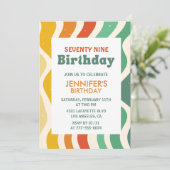 Invitation Rétro Groovy Anniversaire 70s Ondulé 79 ans (Debout devant)