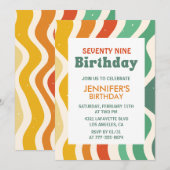 Invitation Rétro Groovy Anniversaire 70s Ondulé 79 ans (Devant / Derrière)