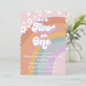 Invitation Rétro Groovy Arc-en-Ciel Deux Pour Un (Debout devant)