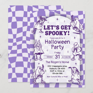 Invitation Retro Groovy Faisons-nous Fantômes Halloween Party