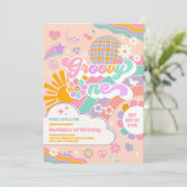 Invitation rétro Groovy One pour 1er anniversaire (Debout devant)
