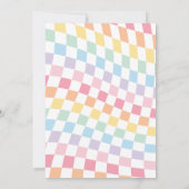 Invitation Retro Groovy Rainbow Checker Girl Birthday (Dos)