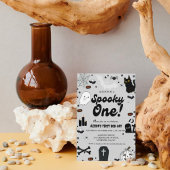 Invitation Retro Grovy Halloween Éffrayant Un 1er anniversair