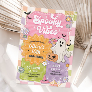 Invitation Retro Halloween Éffrayant Vibes Fantôme Anniversai
