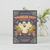 Invitation Retro Halloween Ghost Poster style fête (Debout devant)